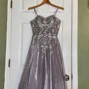 Silver, Strapless Full Length Prom Dress by Blondie Nites. Size 3